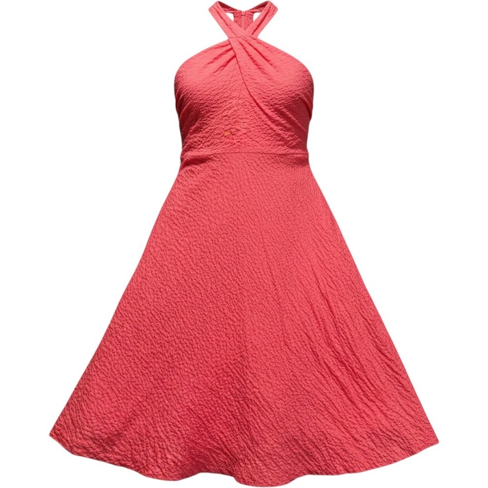 J. Crew Halter Dress Womens 10 Pink Seersucker A-Line Fit & Flare 10681